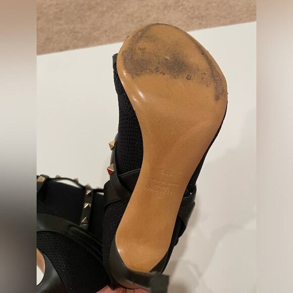 Valentino Garavani Black leather Rockstud Sock Ankle booties EU 39.5 - Picture 10 of 16